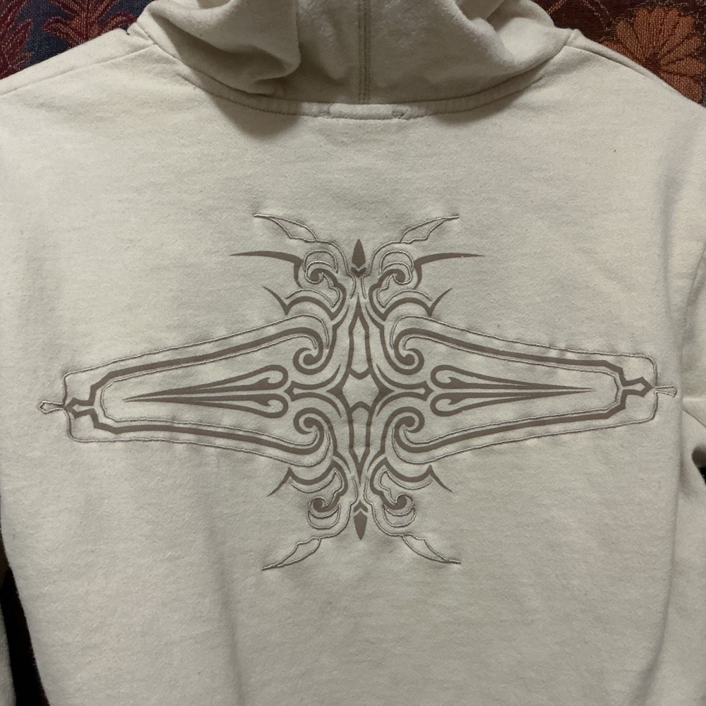 North Face CReam Embellished Hoodie L Women Heavy Cold Weather